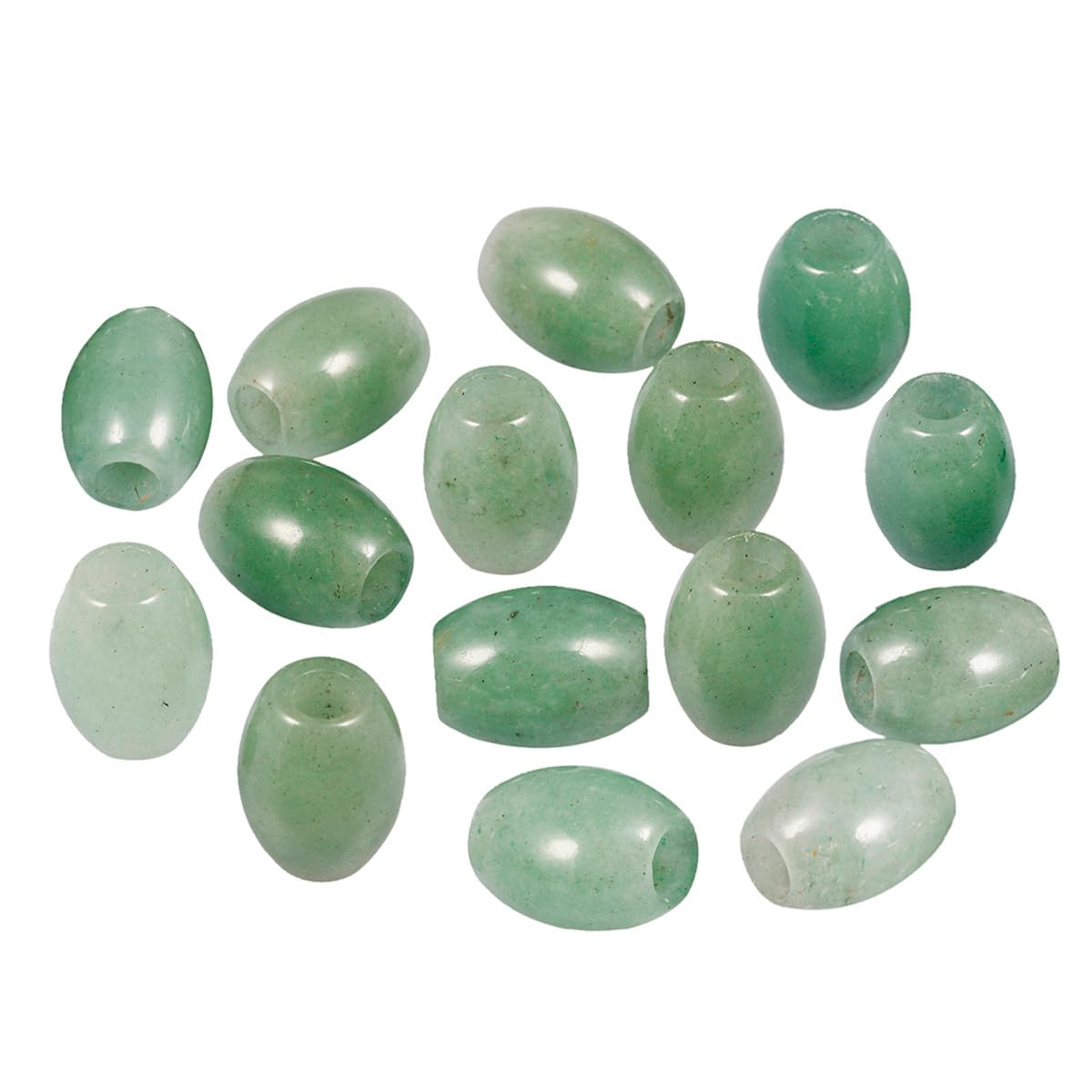 Nupuyai 15pcs Green Aventurine Large Hole Loose Beads for Jewellery Making