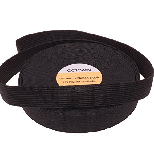 COTOWIN 3/4 Inch Black High Elasticity Black Knit Elastic 10 Yards