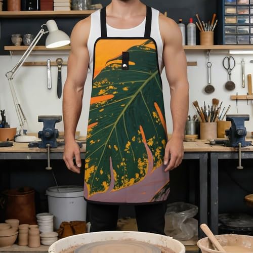 Delantal de trabajo con hojas tropicales para hombre miniatura 4
