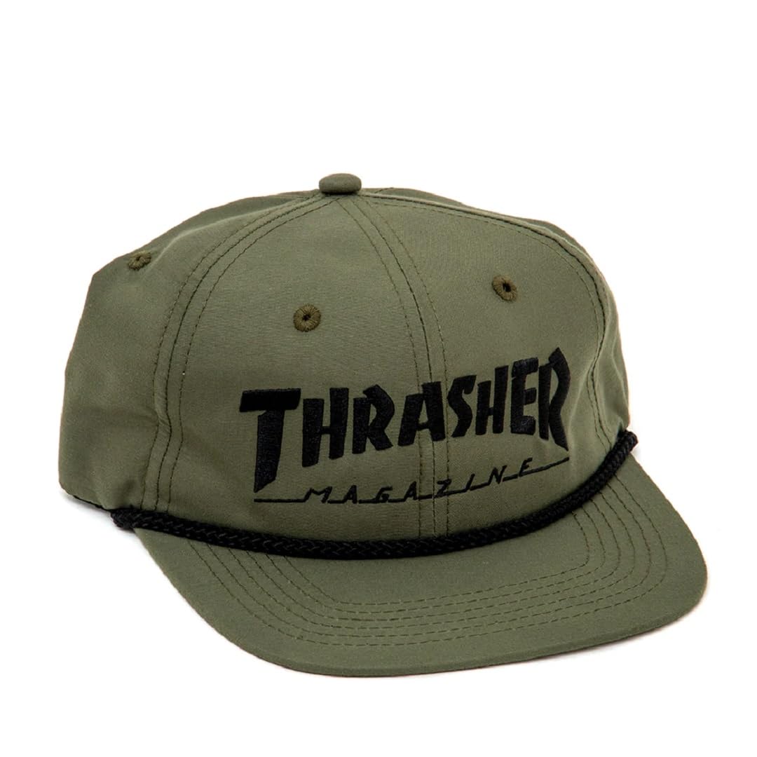 Skateboard Magazine Snapback Rope Skate Hat, Olive/Black, One Size
