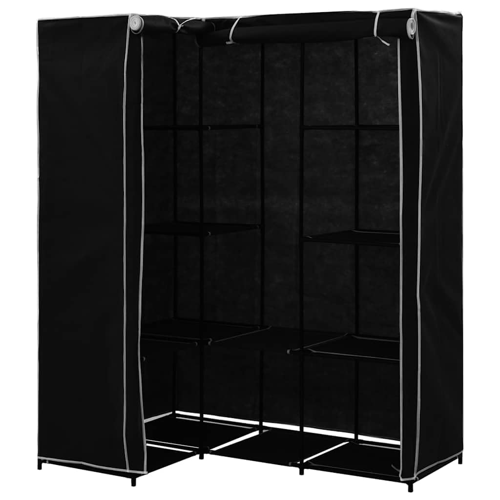 Armario esquinero negro 130 x 87 x 169 cm armario para dormitorio