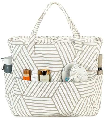 Image of Waterproof Beach Tote Pool Bags for Women Ladies Extra Large Gym Tote Carry On Bag With Wet Compartment for Weekender Travel