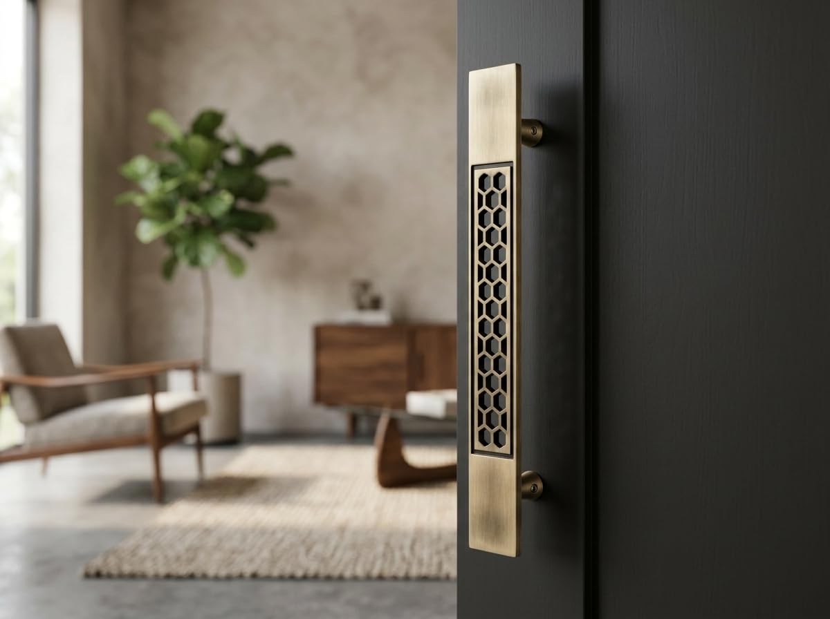 Q-SEVEN Main Door Handle 12 Inch | Hole to Hole 10 Inch | Antique Gold Pull Push Handle for Wooden, Glass & Metal Doors | Heavy Duty Steel | Pack of 1 | 3 Years Warranty (Antique, 12 Inch, Q21)