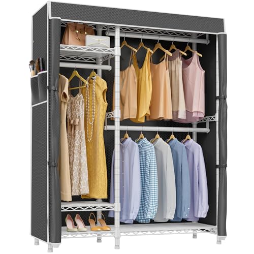 Image of VIPEK V2C Heavy Duty Clothes Rack with Upgraded Polyester Cover, Metal Portable Closet with Adjustable Shelves & Hanging Rods, Freestanding Wardrobe Closet for Bedroom, Max Load 700LBS