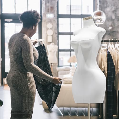 Kleiderpuppe Büste Torso, Schaufensterpuppe Höhe Verstellbarer, Damenbüste Weiblich mit Metall Base, Schneiderpuppe, für Bekleidungsgeschäft Shop Retail Store Boutiquen und Schneidereien
