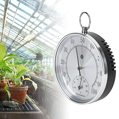 Indoor Outdoor Thermometer, Wall Thermometer Hygrometer Hanging Weather Dial Hygrometer Thermometer for Warehouse, Car, Greenhouse No Battery Required