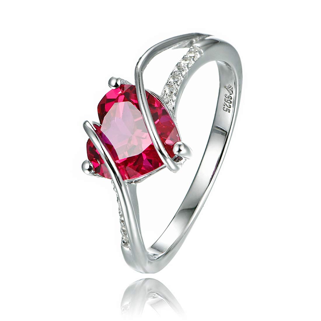 ATTA GEMSWomens Sterling Silver Rings,Red Ruby Rings for Women Girls,925 Silver Rings Dainty July Birthstone Ring Ruby Heart Round Square Butterfly Rings Red Gemstone Jewelry Gifts for Her Birthday