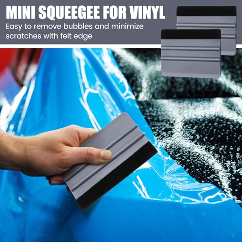 Image of Lasnten 50 Pcs Plastic Vinyl Squeegee 4 Inch Felt Edge Squeegee for Car Window Windshield Glass Cleaning Tool Vinyl Scraper Decal Applicator Tool with Black Fabric Felt Edge (Gray)
