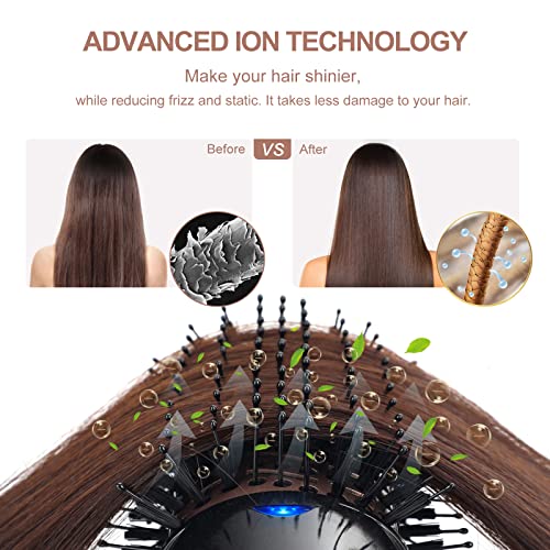 One Step Hair Dryer & Volumizing Hot Air Brush, Hair Blow Dryer Brush, Ceramic Straightener Brush, Curler & Hot Comb 4 In 1 Salon Ionic Hair Brush, Hair Styling Tools, Black #TOP4