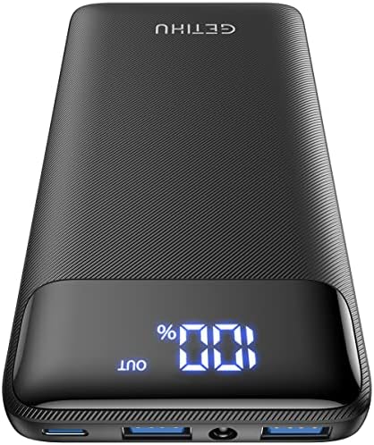 GETIHU Portable Charger, 3A High Speed 10000mAh LED Display USB C Power Bank, Tri-outputs Battery Pack with Flashlight Compatible with iPhone 14 13 12 11 Pro Samsung S22 Google LG iPad [2023 Upgraded]