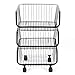 Zerone Panier de rangement sur roulettes, panier de rangement avec roulettes, meuble pour fruits, chariot pour paniers Ire Basket, avec roulettes pour fournitures de cuisine (3 couches)