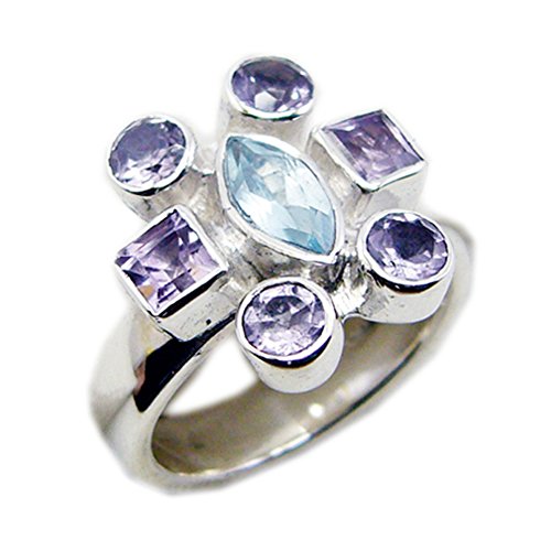 Bague en argent 925 véritable topaze améthyste femme moderne