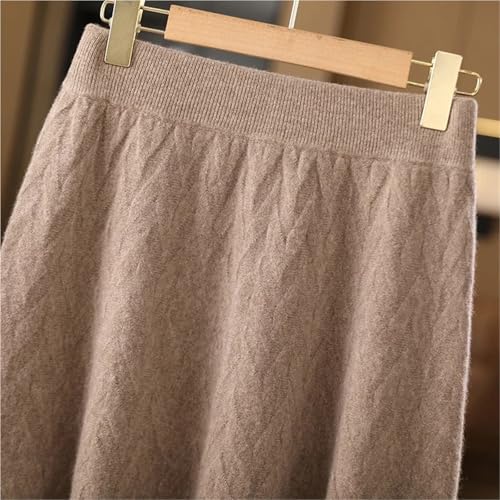 Women's Merino Wool Knitted Long Skirt Autumn/Winter Fashion Ribbed Elastic High Waist A-line Medium Long Skirt2