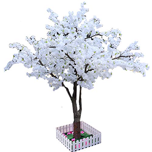 Artificial Cherry Blossom Tree Handmade Vivid Flowers Tree For Wedding,Hotel,Restaurant,Salon. (White, 1.2M/4Ft) #TOP18