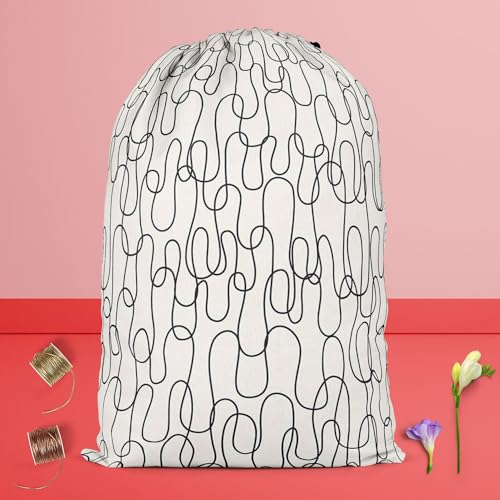 Image of ArtzFolio Curly Lines | Reusable Sack Bag | Bag for Gym, Storage, Vegetable & Travel