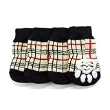 Mustergitter SHENGHUI Klassische Hund Pet Socken rutschfeste Baumwollsocken Hund Fuß Cover Teddy Pudel Verwenden Hundeschuhe Socken PS049 (Color : Plaid British Wind, Size : M)