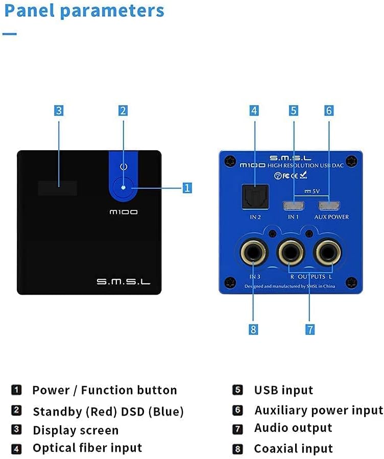 Buу 1 gеt 1 🔥 SMSL M100 MKII Mini USB DAC XMOS ESS SABRE9018Q2C DSD512 32Bit/768kHz Coaxial Optical Analog Digital Converter Audio Amplifier (Blue)