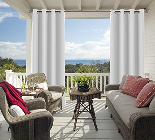 ele ELEOPTION Outdoor Curtains, Waterproof, UV Protection, Outdoor Curtain with Eyelets, Opaque Curtain for Garden, Yard, Balcony, White, 1 Panel / 132 X 240cm - Image 3
