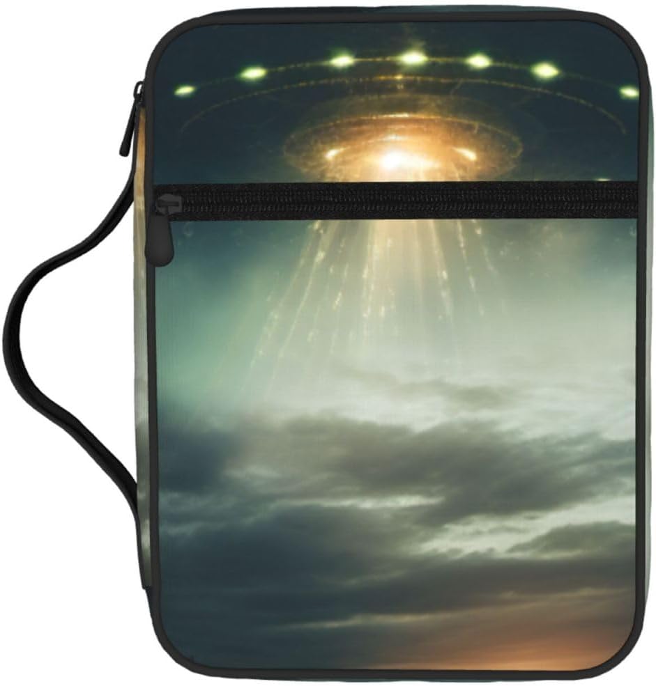 Ufo At Night Print Versatile Waterproof Bible Storage Bag Scripture Holder For Church Worship Travel