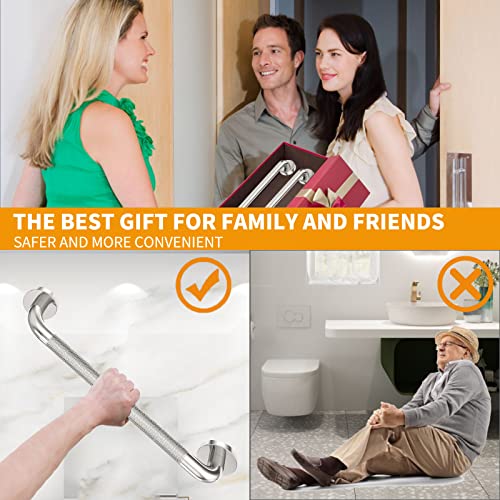 2 Pack Shower Grab Bar With Knurled Anti-Slip Grip 18 Inch Ada Compliant 500Lbs Supporting With Concealed Screws 304 Stainless Steel Brushed Nickel Handicap Bars For Bathroom #TOP5