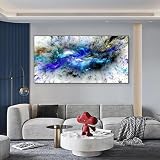 HYFBH Arte de pared enmarcado Nubes de colores Geométrico Moderno Cartel abstracto Pintura Lienzo Impresión Arte Decoración de la pared para la decoración del hogar Imágenes 43x86cm