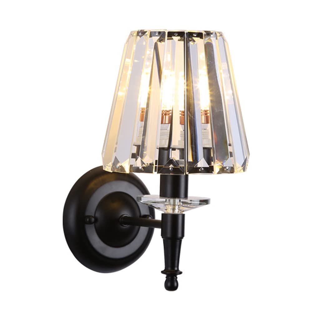 ZTCHSENZT Wall Sconces, 1-Light Black Wall Sconce with Clear Crystal Shade E12 Base Bedside Sconces,Bathroom Lighting Fixture, Wall Lamp for Vanity Mirror,Black Finish