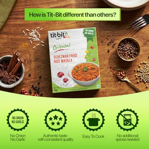 Image of Titbit Schezwan Fried Rice Masala Pack of 5 (250g), Restaurant Taste at Home - Quick & Easy Cook in Minutes - Multipurpose Seasoning for Any Vegetables & Dishes