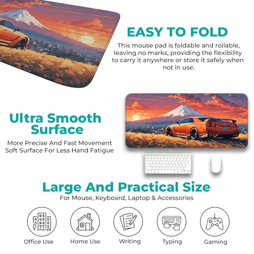 Image of Nisaan Sunrise Gaming - Extended Large PC Mouse Pad 60X30CM with Stitched Edges & Non-Slip Rubber Base - Perfect Gaming Setup Mat & Accessories!