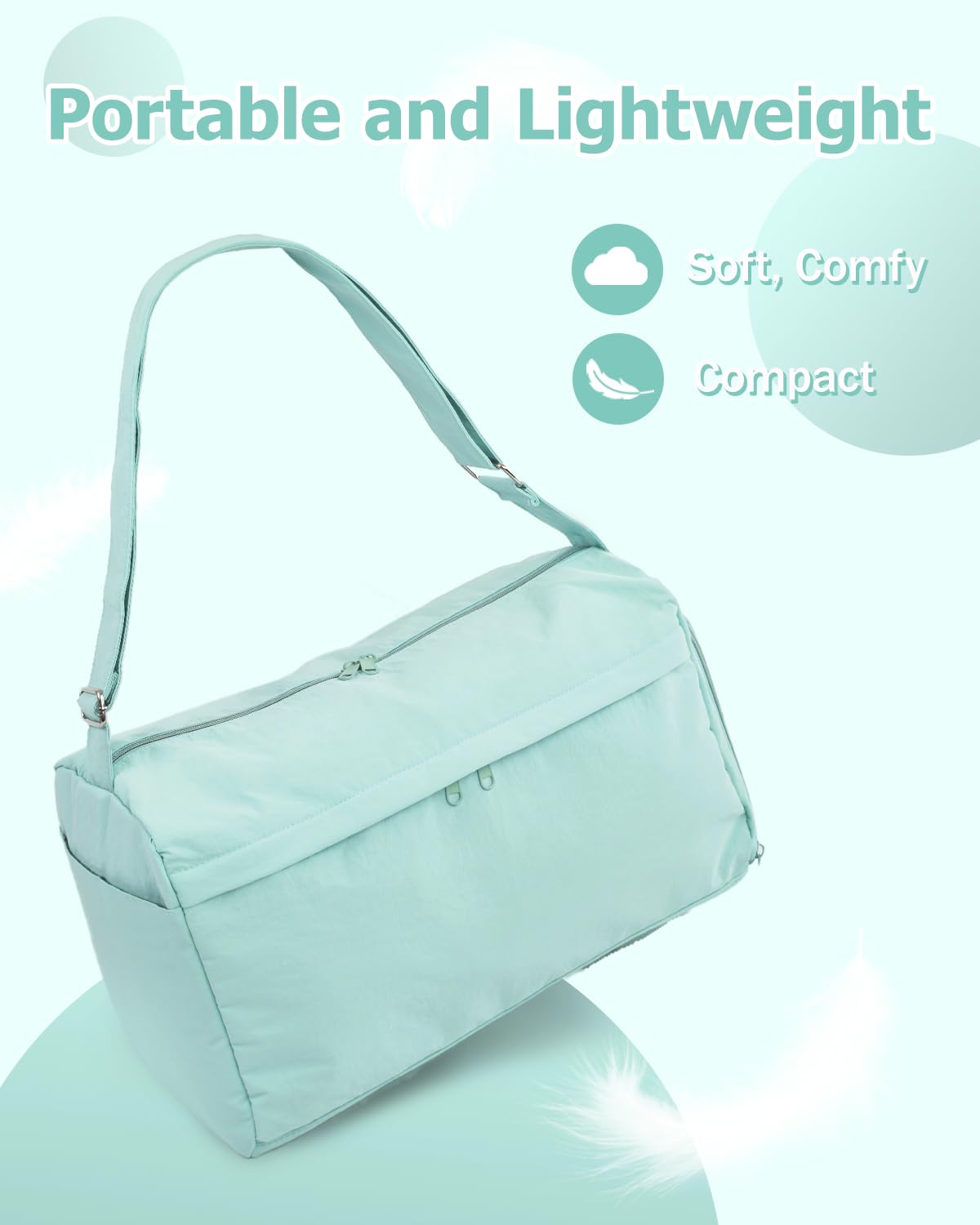 Bolsa de gimnasio pequeña para mujeres y hombres con compartimento para zapatos, pequeña bolsa de viaje con bolsillo húmedo y correa para el hombro, Verde