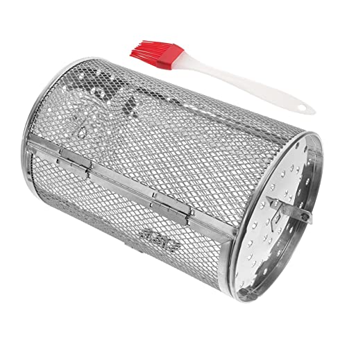 UTHCLO Cesta Para Horno De Acero Inoxidable Con Cepillo Para Freidora De Aire Uso Cocina Accesorio Parrilla Para Asar Frutos Secos y Papas Fritas