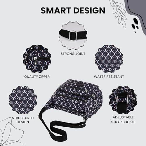 Image of Women's Crossbody Sling Bag | Multi Pocket Water Resistant Handbag for Ladies | Shoulder Purse with Spacious Interior & Adjustable Strap, Perfect for Travel, Shopping | 10 Pocket Organier