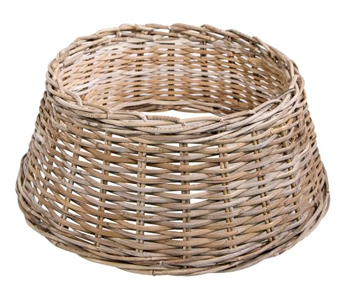 mgc24 Weihnachtsbaumring Rattan handgefertigter Weihnachtsbaumrock aus Naturgeflecht Hülle für Weihnachtsbaumständer Ø 60 x 26 cm grau-braun