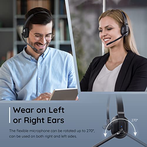 EKSA Trucker Bluetooth Headset, Wireless Headset with Microphone AI Noise Canceling, On Ear Bluetooth Headphone with Mute for Driver Office Call Center Computer Skype by EKSA - Image 7