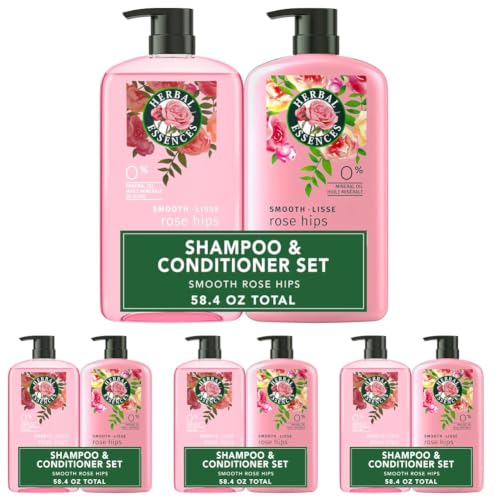 Herbal Essences Shampoo &amp; Conditioner Set, Rose Hips - Smooth Collection, Paraben-Free, Color-Safe, Shiny Hair with Jojoba &amp; Vitamin E, Each, 29.2 Fl Oz (Pack of 8)
