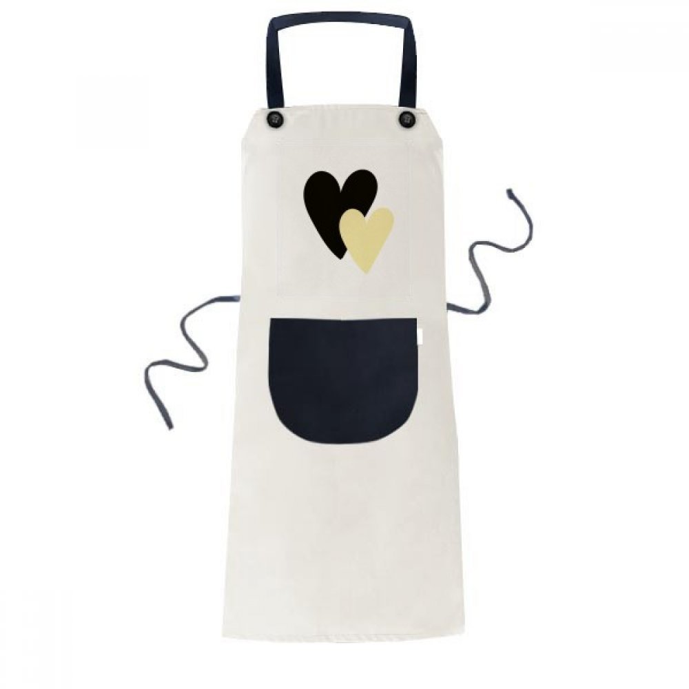 Tablier de cuisine double coeur bavoir beige homme femme avec poche de rangement