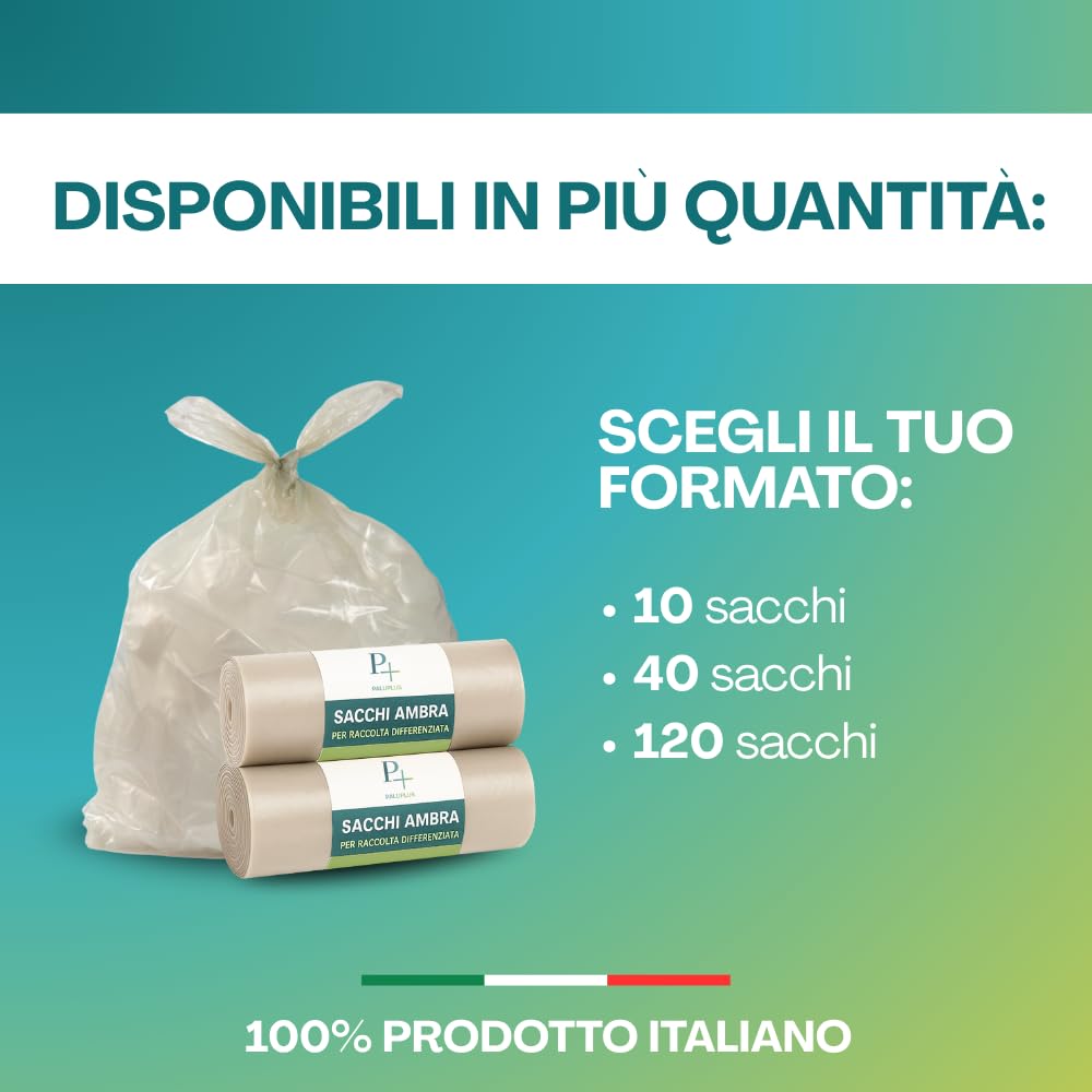 VIRSUS Sacchi Trasparenti per Spazzatura Resistenti Ambra 90X120 Rotoli 120 Litri (40)