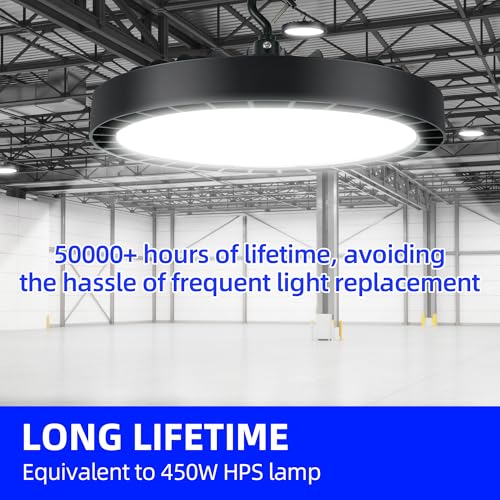 Image of hykolity UFO LED High Bay Light, 200W, 27000LM, 5000K Daylight, 135LM /W | High Bay Shop Lights IP65 Waterproof Commercial Bay Lighting for Warehouse Workshop Factory Shop Barn Factory, ETL, 1 Pack