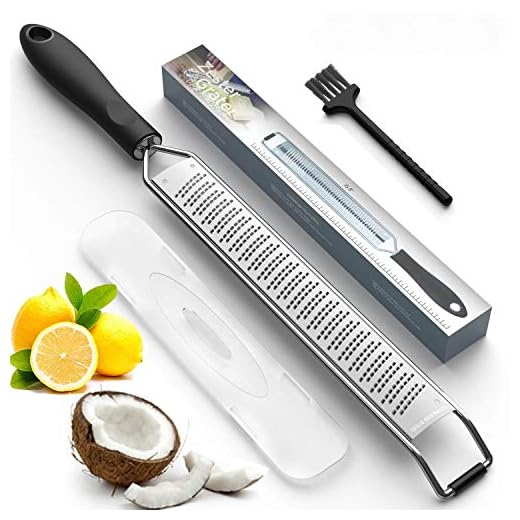 Lemon Zester & Cheese Grater – Premium Stainless Steel - A Sharp Kitchen Tool for Ginger, Garlic, Nutmeg, Chocolate, Vegetables, Fruits, Dishwasher Safe, Black