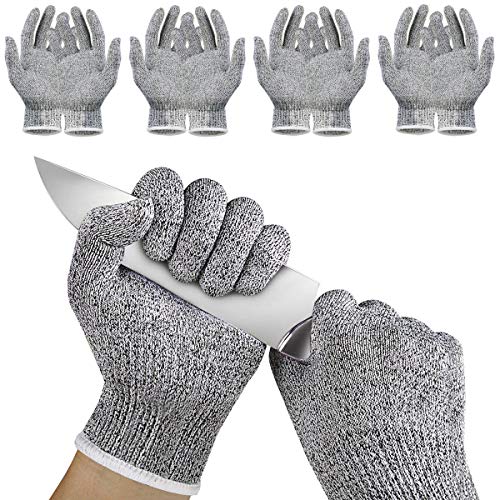 Lot de 5 paires de gants résistants aux coupures - Gants de sécurité pour la cuisine - Protection de niveau 5 - Pour la cuisine et le travail en plein air Cover