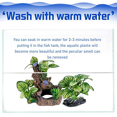 Image of Ameliade Aquarium Cave Decorations Fish Tank Artificial Silk Plants Ornaments Leaf Pad Hammock Hides Decor Small Fish Bowl Accessories Beta Toys (2PCS)