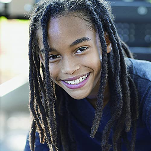 Dreadlocks Extensions 100% Unprocessed Remy Human Hair Locs for Women/Men/Kids 0.6cm Width Full Hand-made Permanent Dread Locs Natural Black Color Hair Can be Dyed and Bleached (10 Inch, 20 strands)