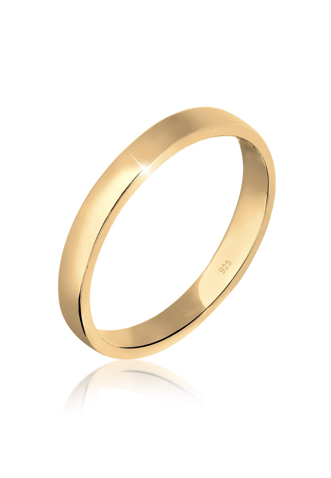 Elli Women's 925 Sterling Silver Gold Plated Xilion Cut Basic Ring, Size P