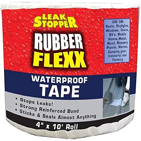 Leak Stopper Rubber Flexx Waterproof Tape |4 in x 10 ft| Repair Material to Seal and Fix Leaks, Roofs, Gutters, Windows & More! | Incredible Adhesion w/Durability and Toughness | 1 Pack White Cover