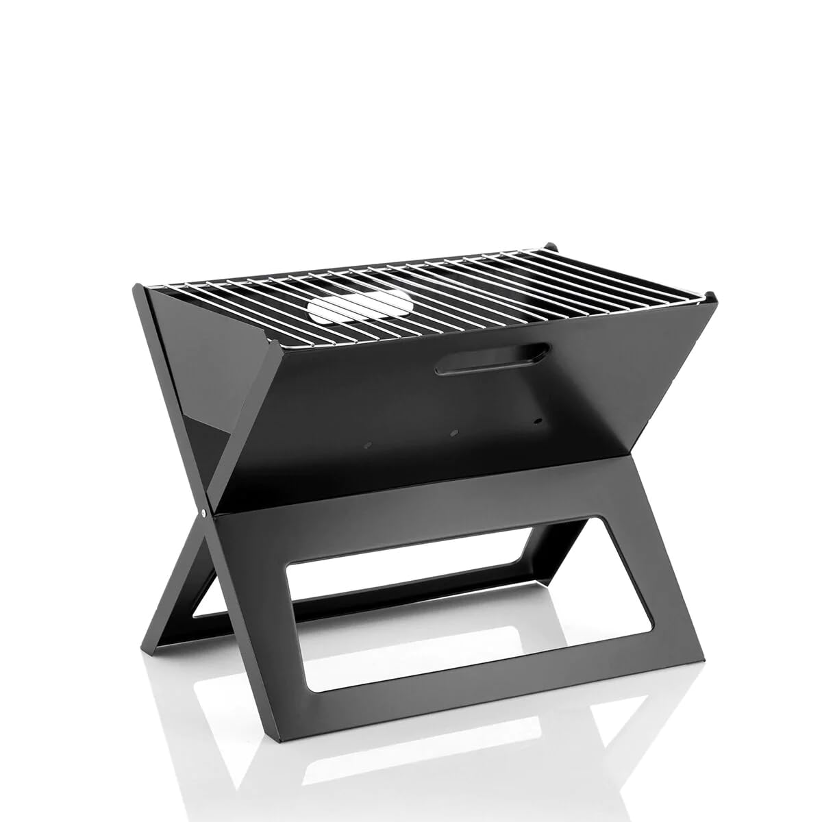 InnovaGoods® Faltbarer tragbarer Holzkohlegrill Foldyq, traditionelles und gesundes Kochen Ihrer Lebensmittel, aus Stahlmaterial, ideal für Zuhause und Garten.