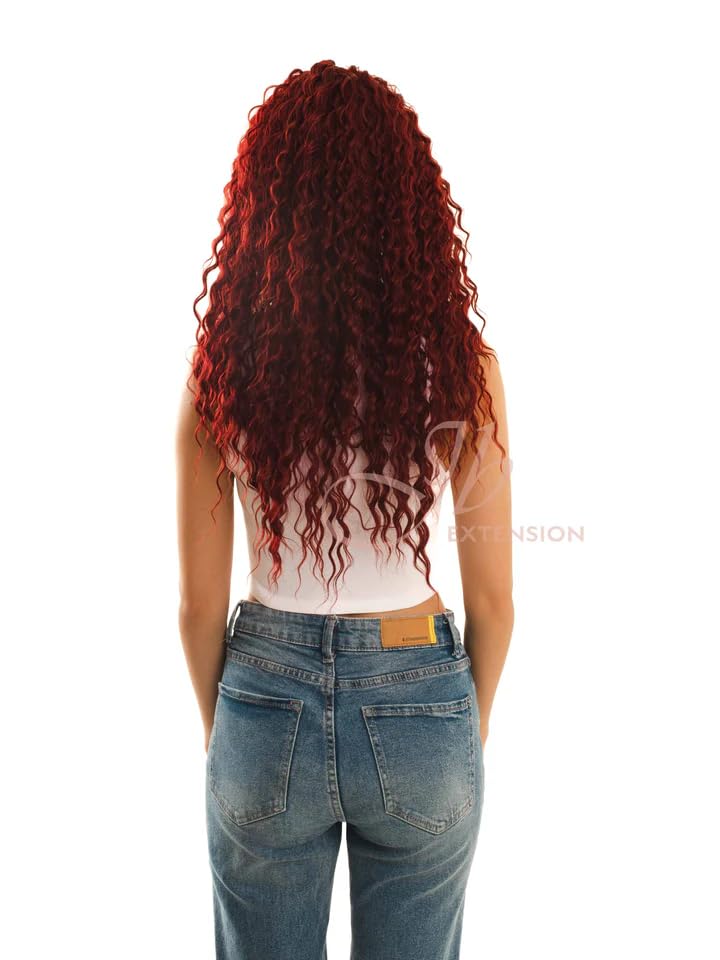 Miniatura 5 de Peluca de encaje frontal flama, extra rizada, color rojo, afro, para mujer, pelucas sintéticas naturales para uso diario (pelucas de cabello natural)
