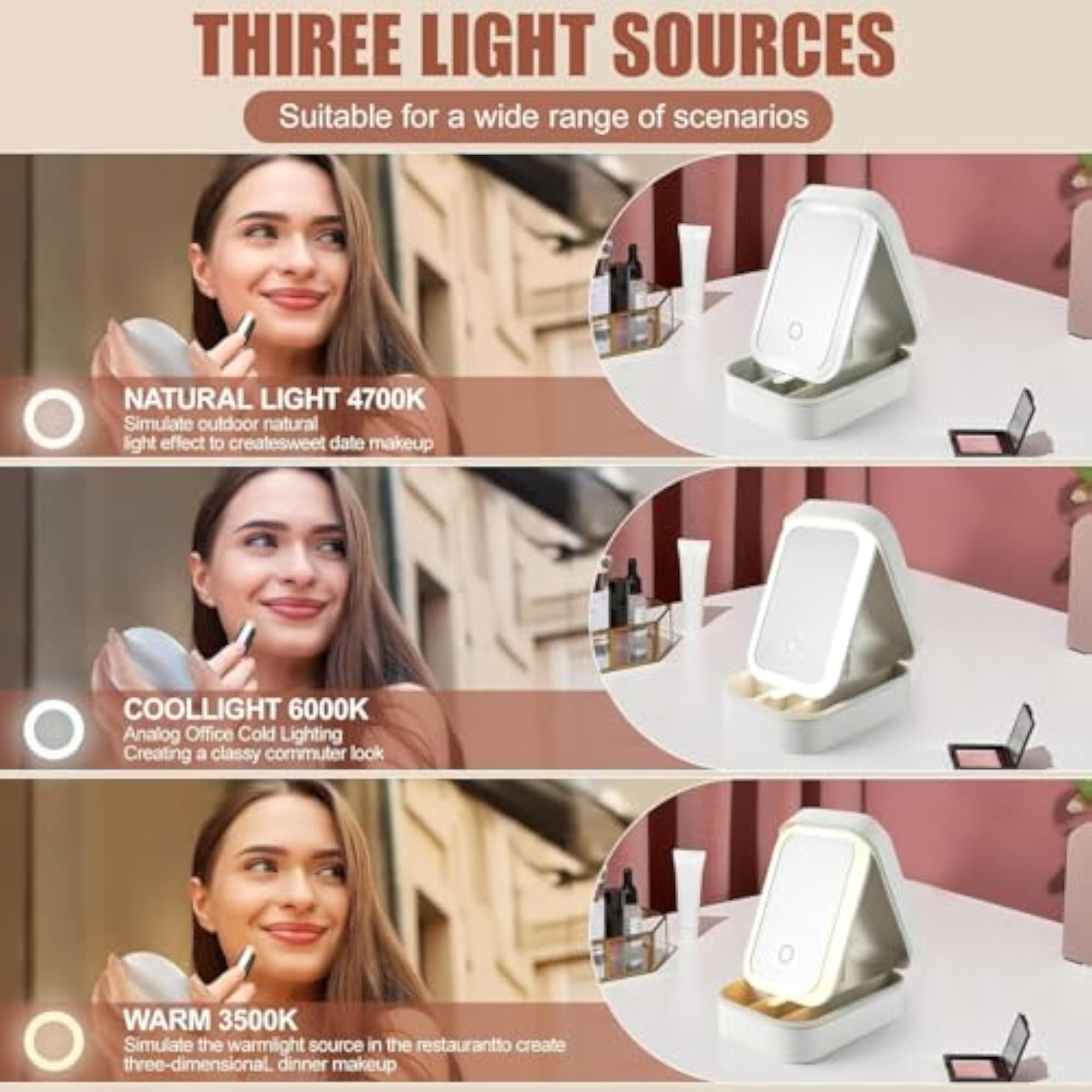 2-in-1 Cosmetic Organizer with Rechargeable LED Mirror