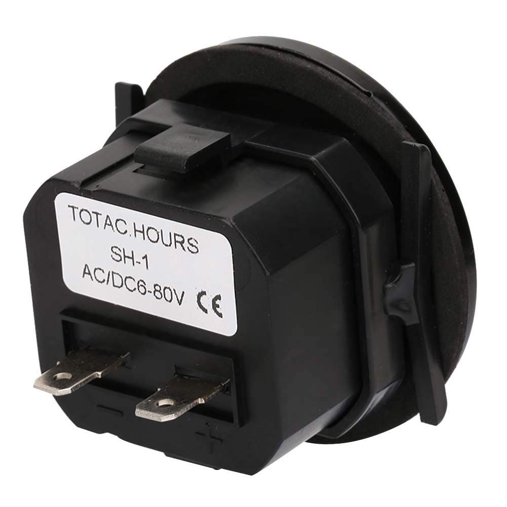 Compteur Horaire Numérique Minuterie Industrielle Etanche SH-1 Affichage LED pour Machines Générateurs Compresseurs d'air Pompes à Eau Ponts Roulants Voitures 6-80V (Noir)
