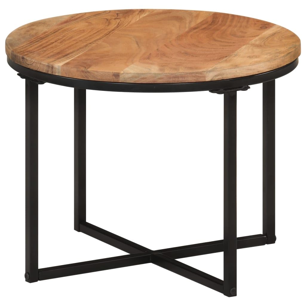 Homgoday Table basse 45 x 45 x 35 cm en bois d'acacia massif et fer, table d'appoint pour salon, salle de réception d'invités, chambre à coucher et mobilier de bureau