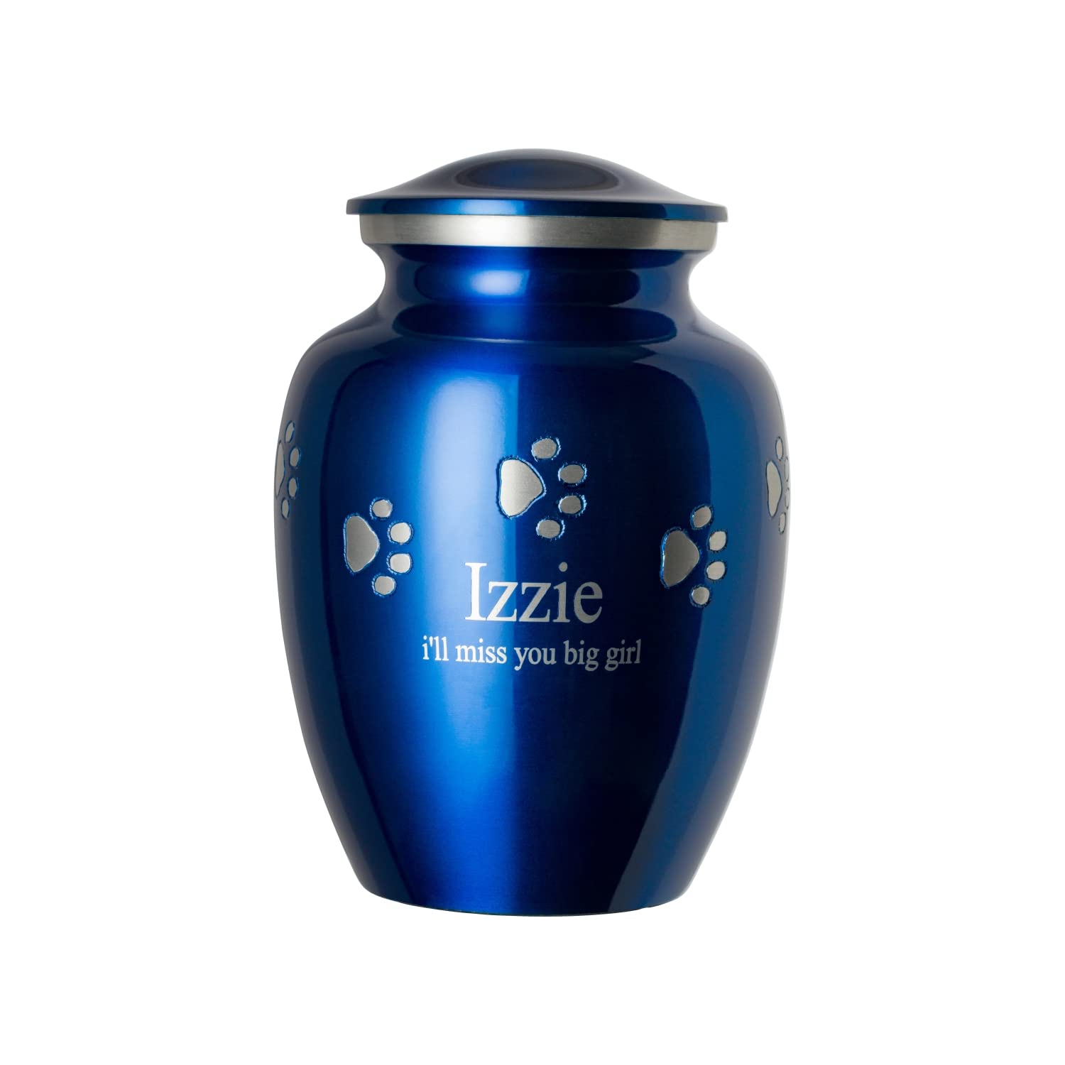 Best Friend Services Pet Urn for Dogs and Cats with Personalized Laser Engraving, Ottillie Paws Premier Series Memorial Urns (Medium Sapphire Blue