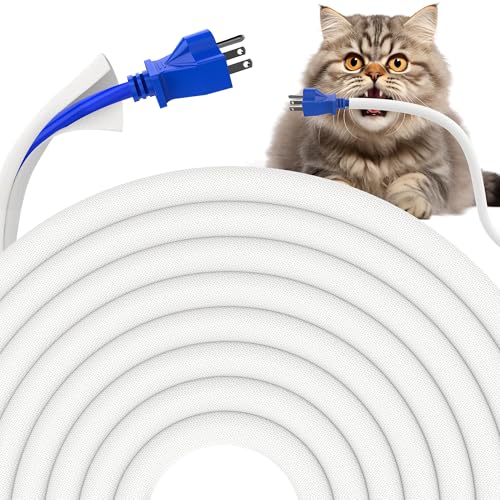 REFLYING 3 Metros-8mm Manguito de Cable Autoenvolvente, Ocultar 1 Cable, Perros Gatos Protector de Cable, Evite Que Las Mascotas Mastiquen los Cables, Manguito de Cable Trenzado Expandible, Blanco